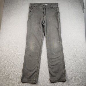 Carhartt Gray Rugged Flex Relaxed Fit Canvas Work Pants Mens 34x36 Faded Worn In